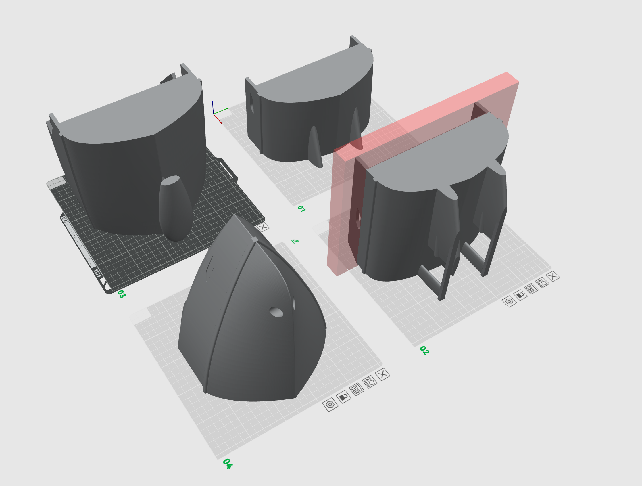 3D Printed model boat split sections